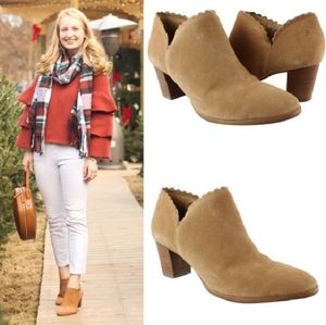 Jack Rogers 7.5M MARIANNE Suede Scalloped Boots Booties Shoes